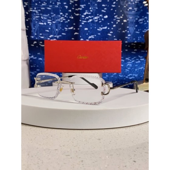Cartier Silver Rimless Optical Glasses with Engraved Lenses